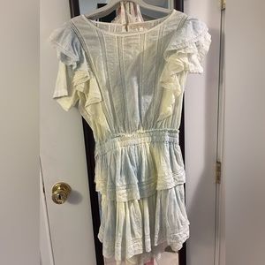 Love Shack Fancy Natasha Mini Dress- yellow,blue and white tie dye